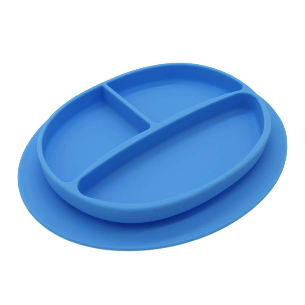Kcuina silicone suction plate with three sections keeps meals organized and mess contained.