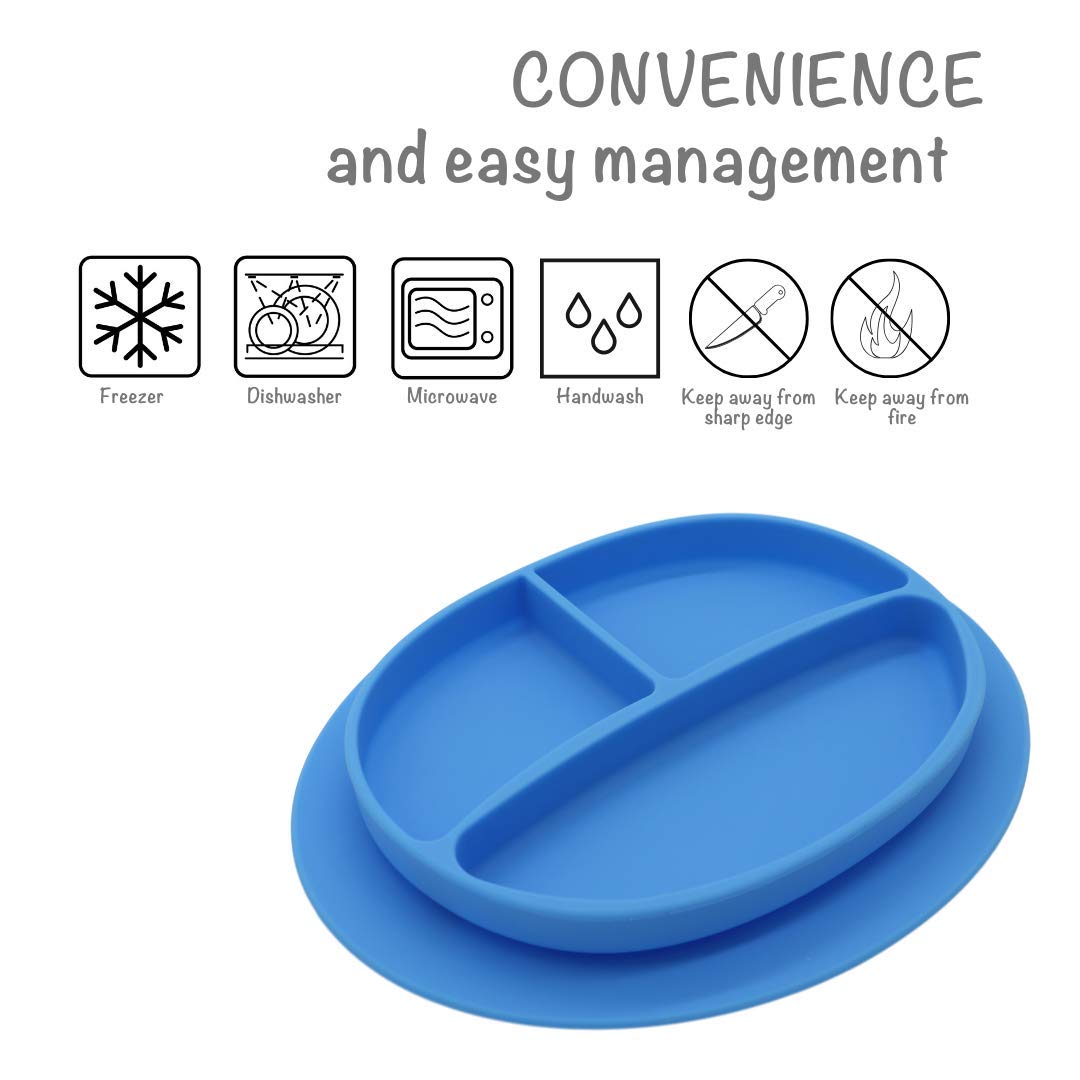 Kcuina unbreakable silicone plate endures busy toddler meals.