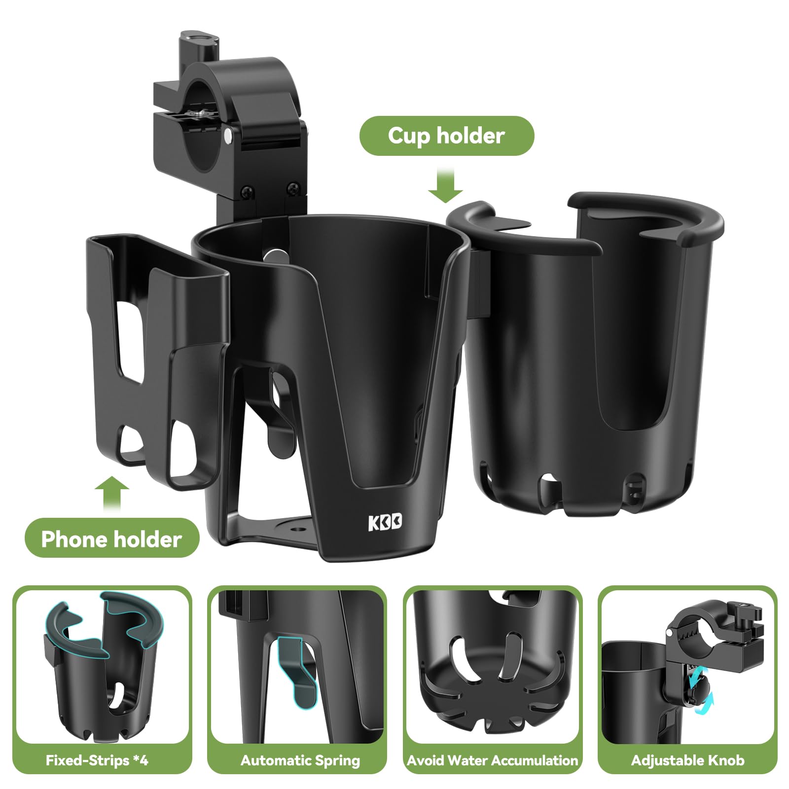 KDD universal mount for bikes and strollers enables convenient access.