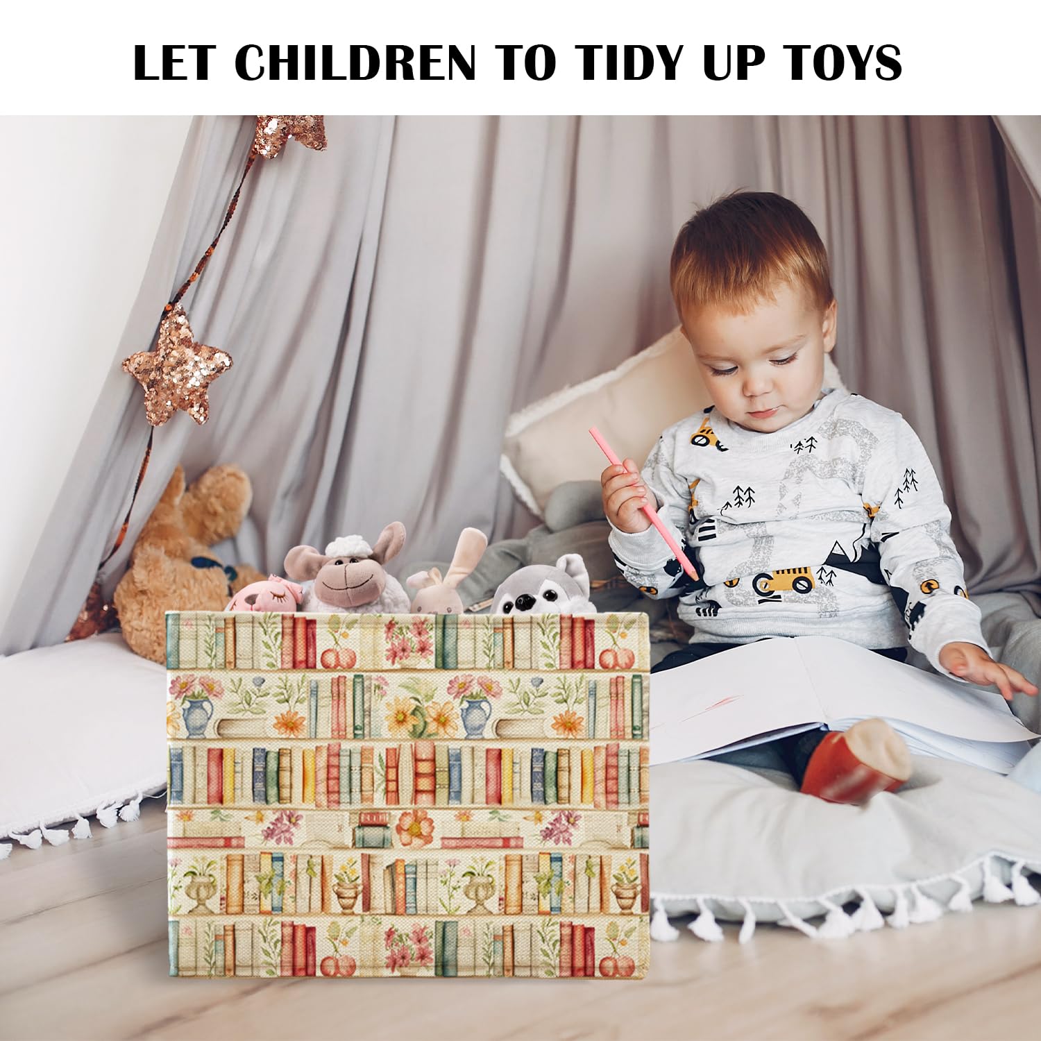 KDHTY nursery storage bin holds toys and essentials with ease.