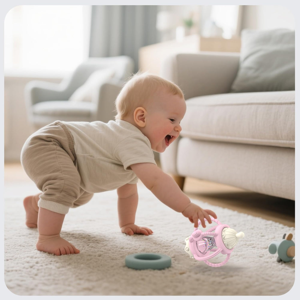 KDTOMOY BPA-free silicone rattle ensures safe teething play.