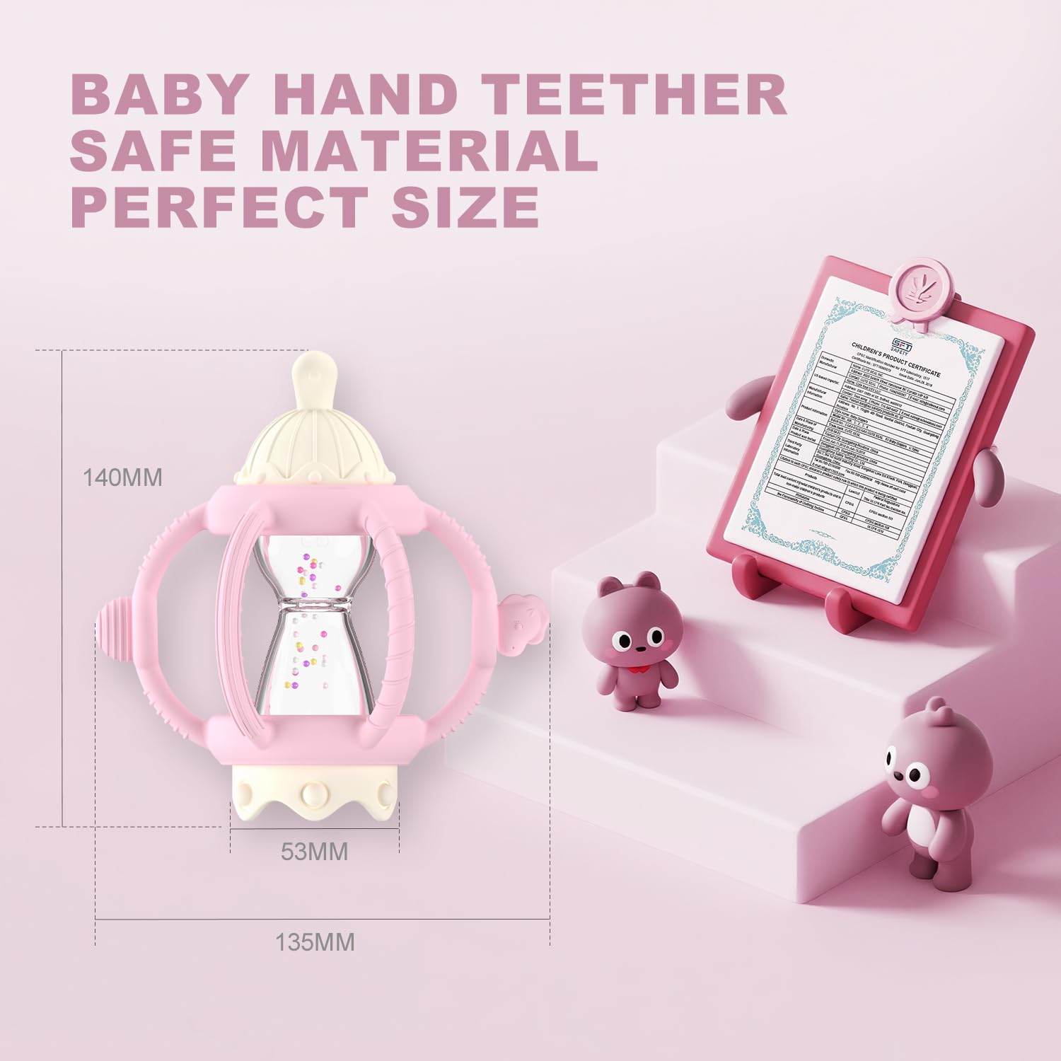 KDTOMOY freezable silicone teether for soothing cold relief.
