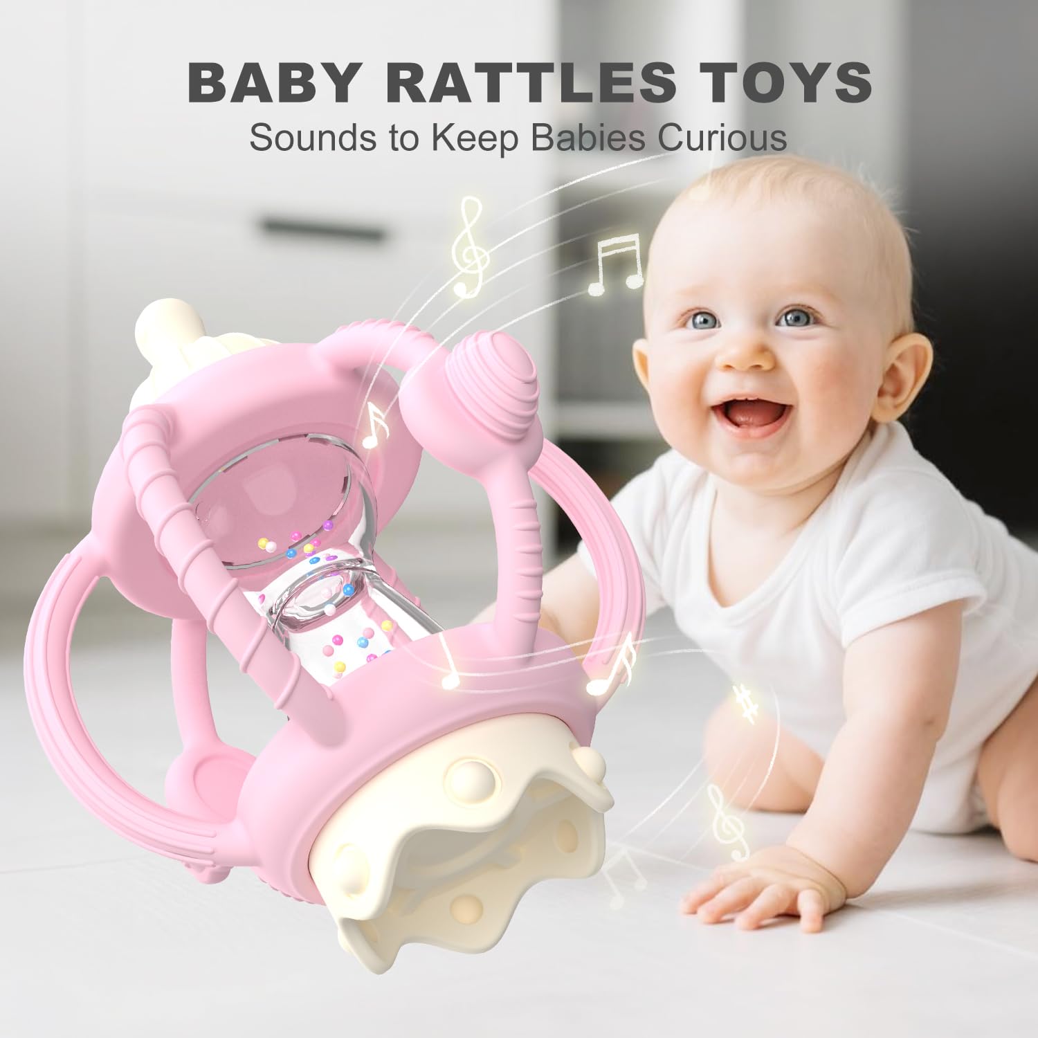KDTOMOY silicone teether with textured handles promoting gum massage.