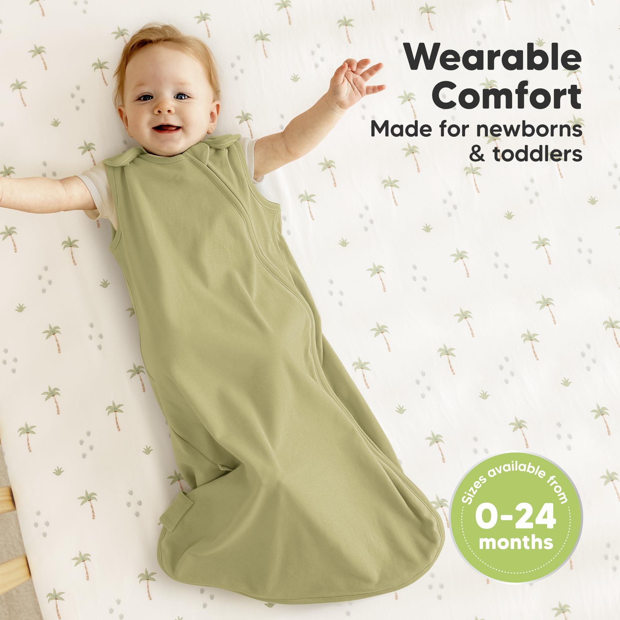 KeaBabies Avocado 2-Pack Sleep Sack worn by baby during sleep for cozy, secure wear.