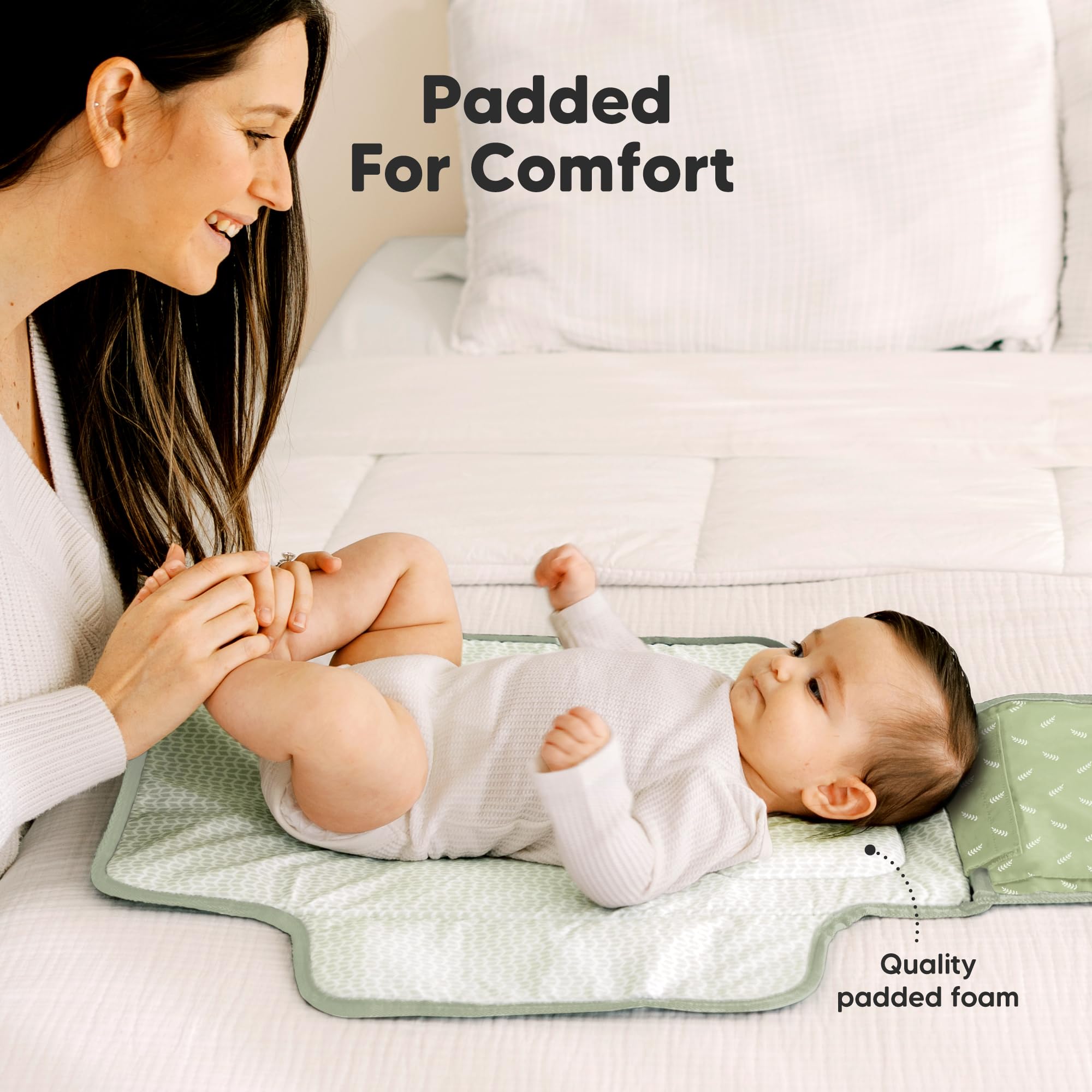 KeaBabies built-in pillow provides gentle head support on the go.