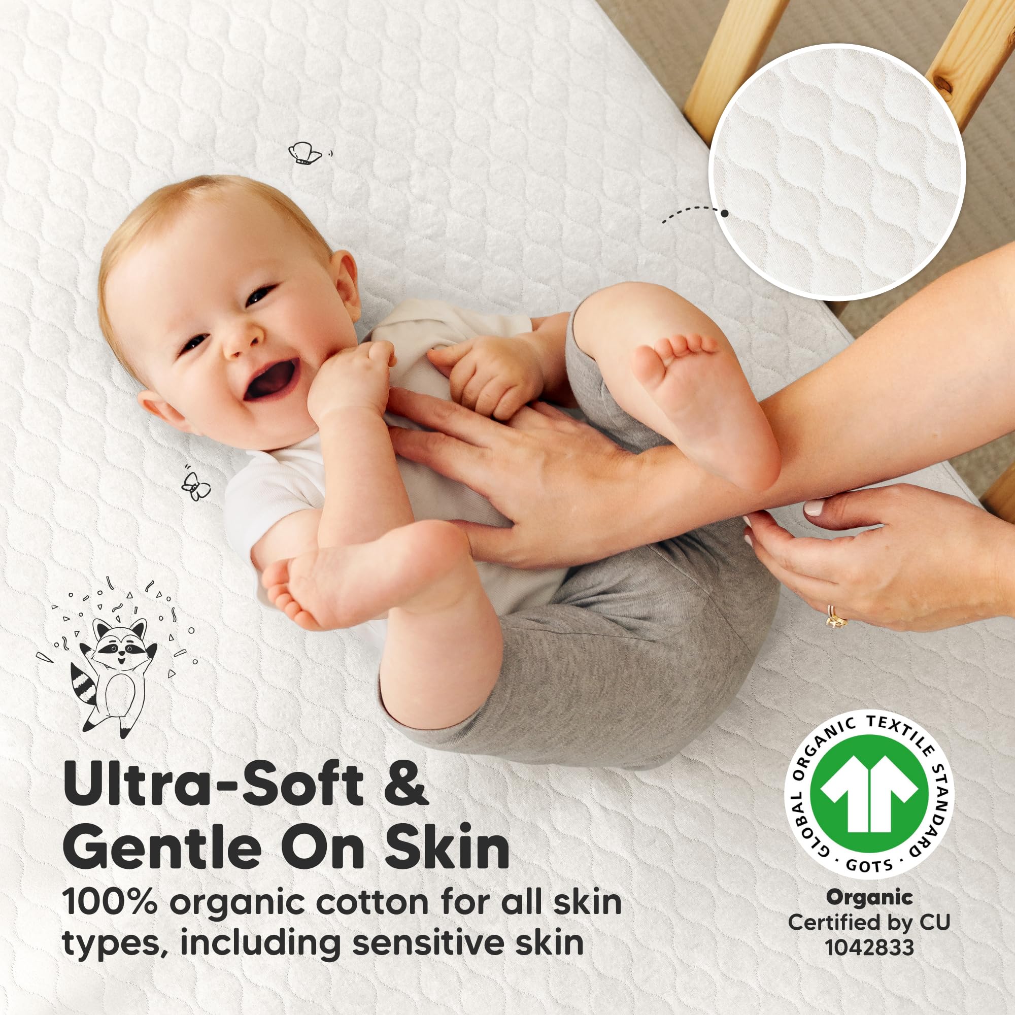 KeaBabies durable, machine-washable protector withstands daily washes.