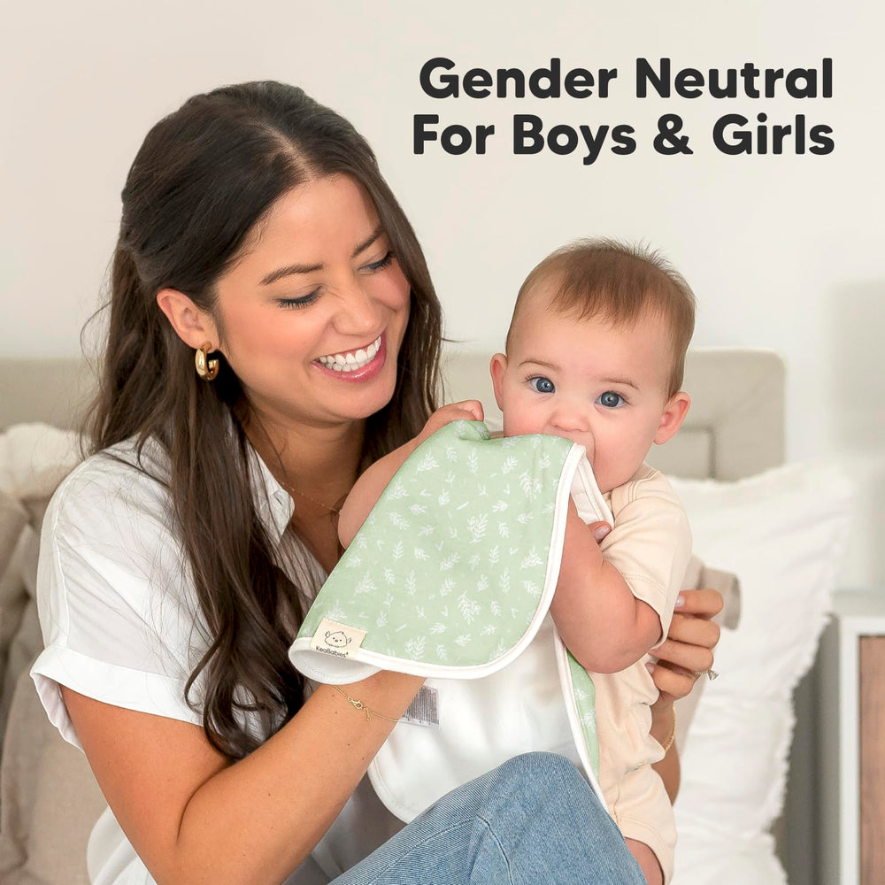 Five-pack convenience of KeaBabies burp cloths for busy days.