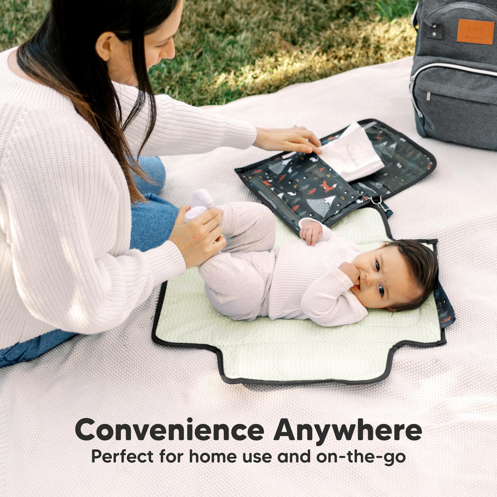 KeaBabies foldable diaper clutch on the go for convenient transfers.