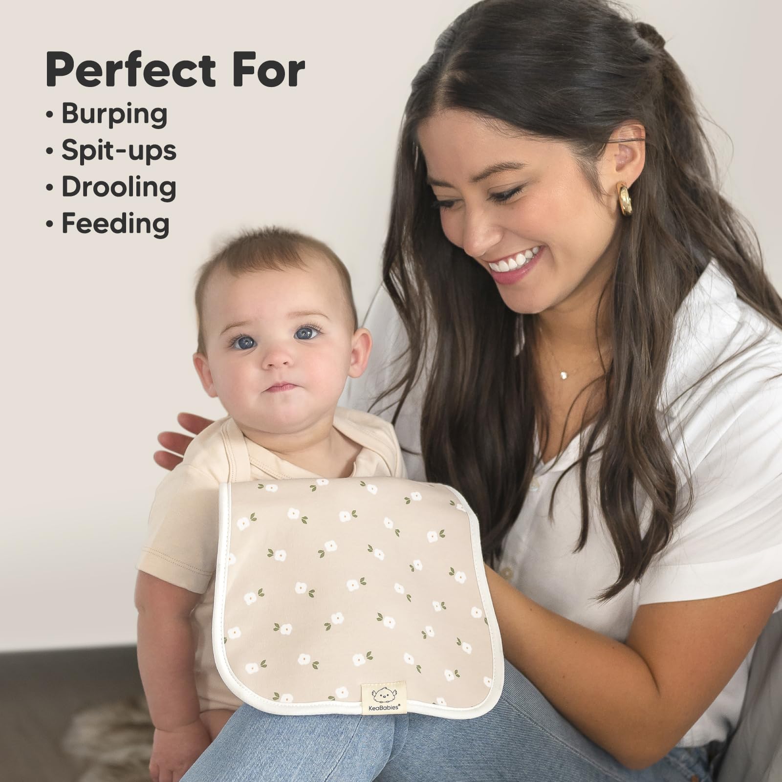 KeaBabies gender-neutral burp cloths suited for any outfit.