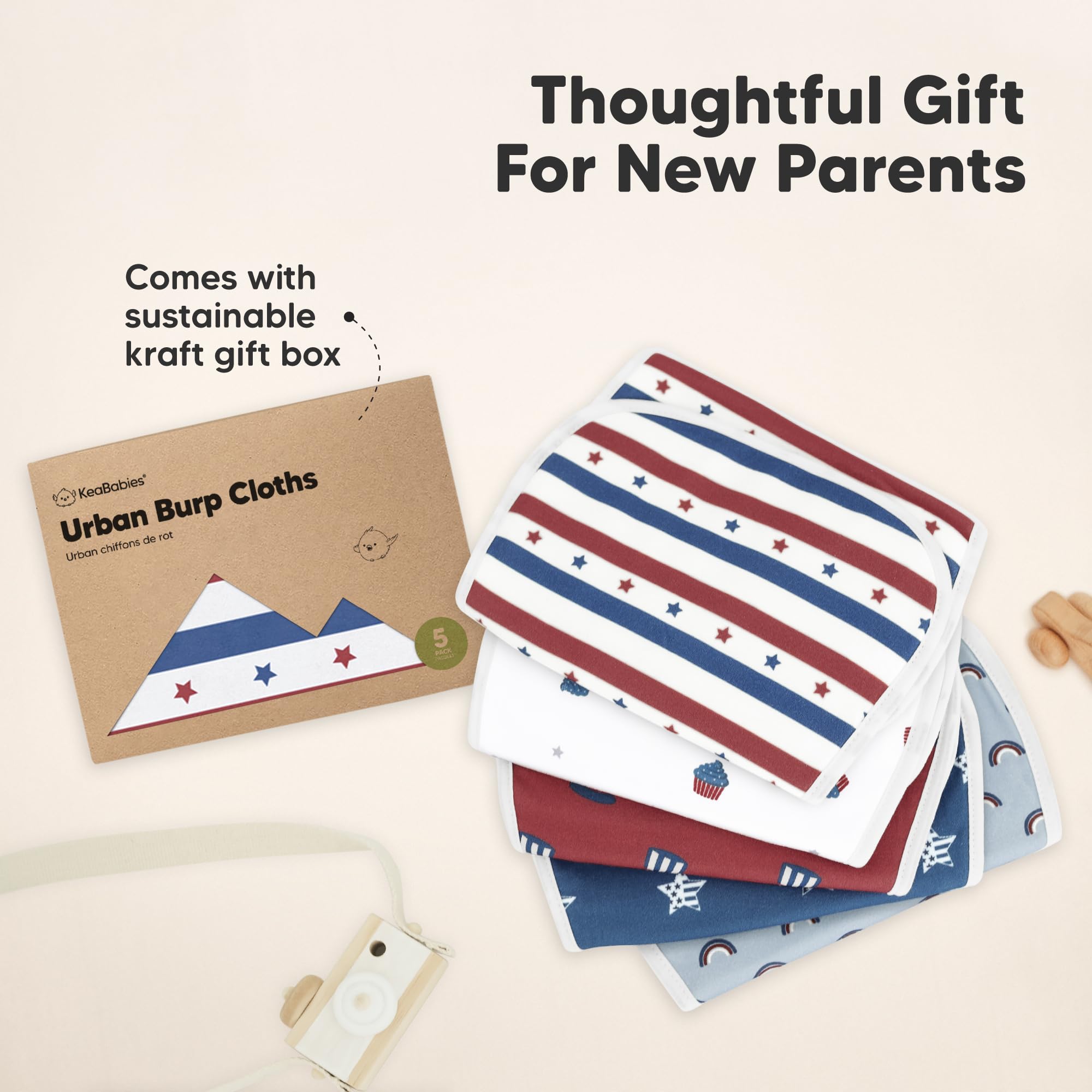 KeaBabies easy-care organic cotton burp cloths stay plush after wash.