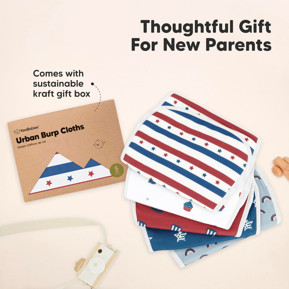 KeaBabies easy-care organic cotton burp cloths stay plush after wash.