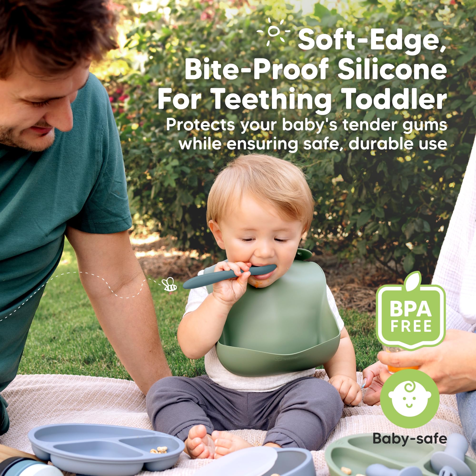 KeaBabies dishwasher-safe spoons desert set simplify mealtime cleanup.
