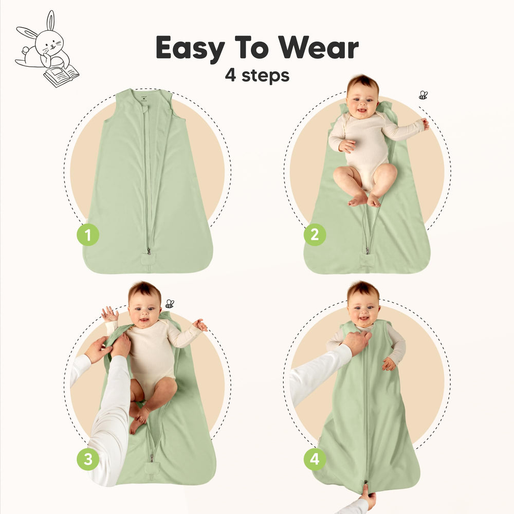 KeaBabies 2-way zipper guard sleep sack zipped closed for safe diaper changes.