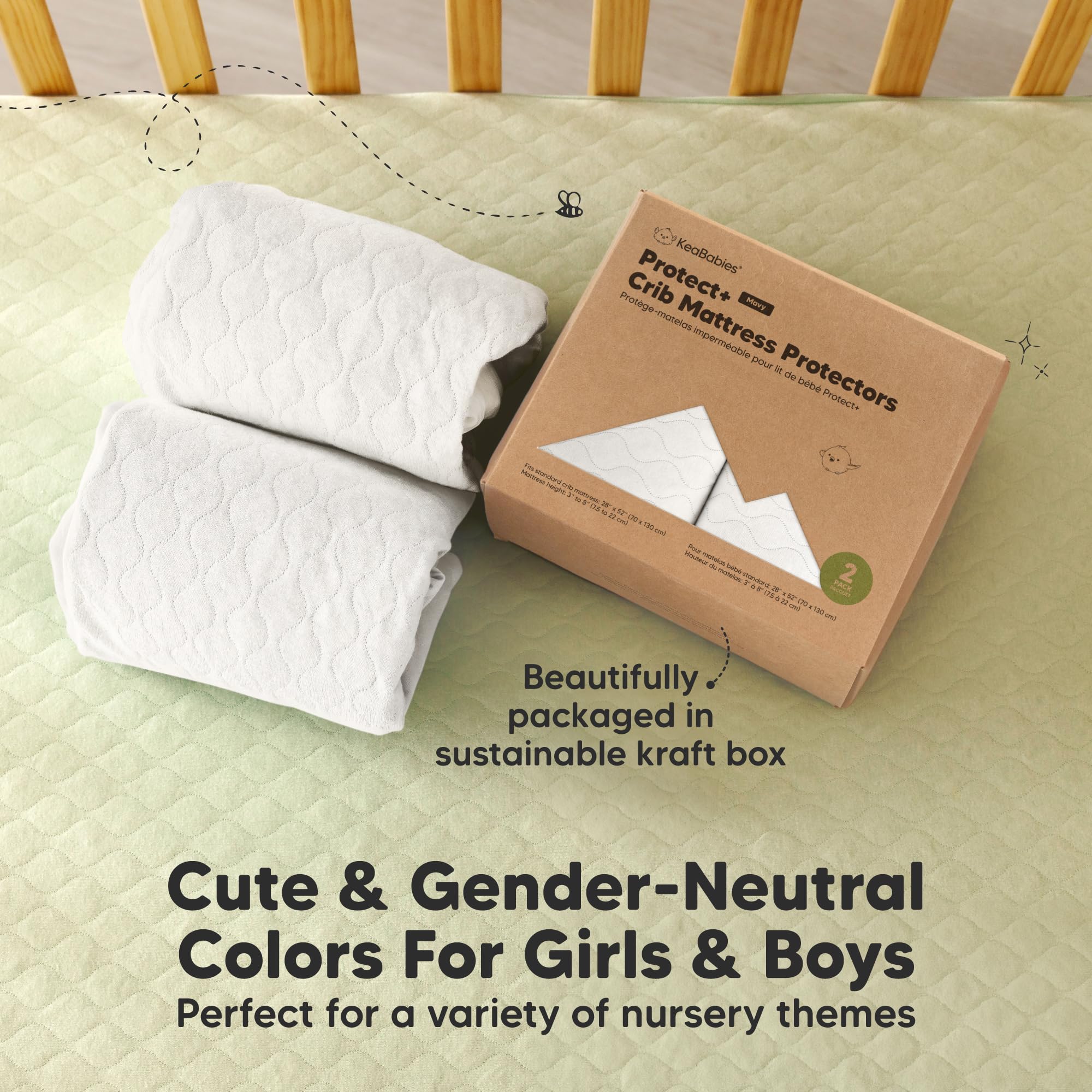 KeaBabies travel-friendly protector fits easily in a diaper bag.