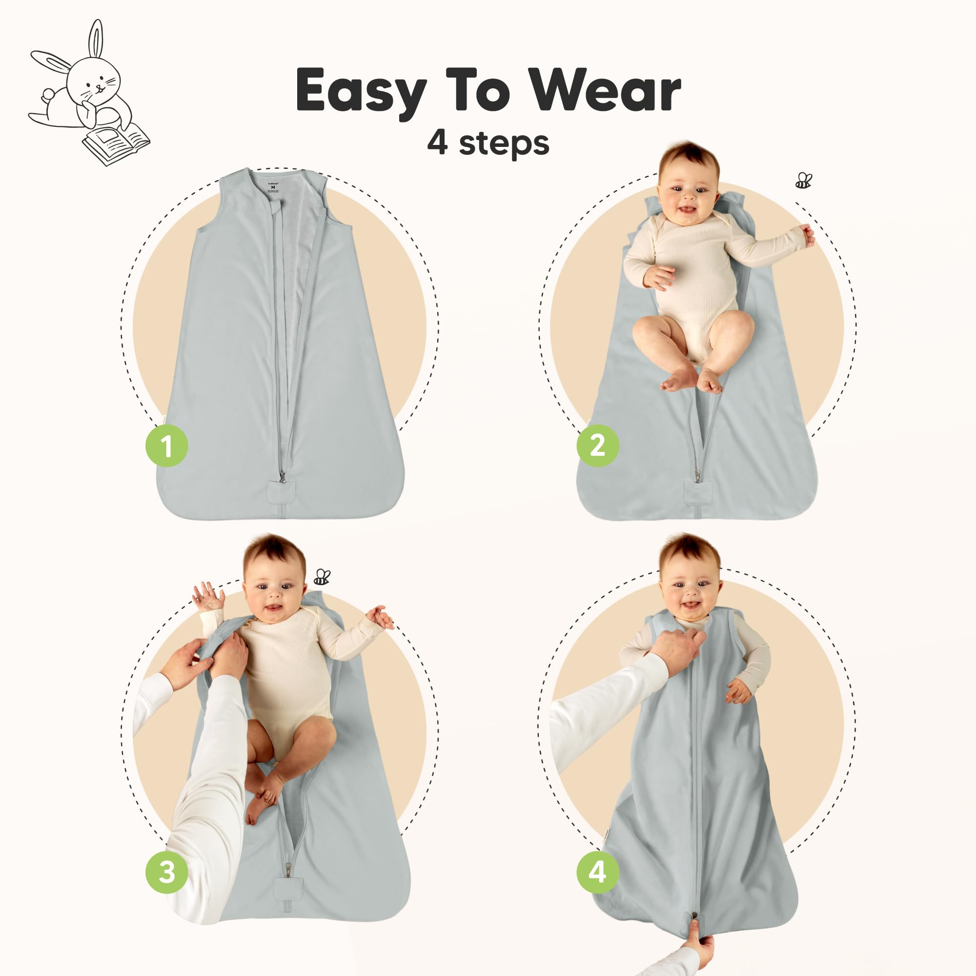 KeaBabies 0.5 TOG organic cotton fabric keeps baby breathable and cozy.