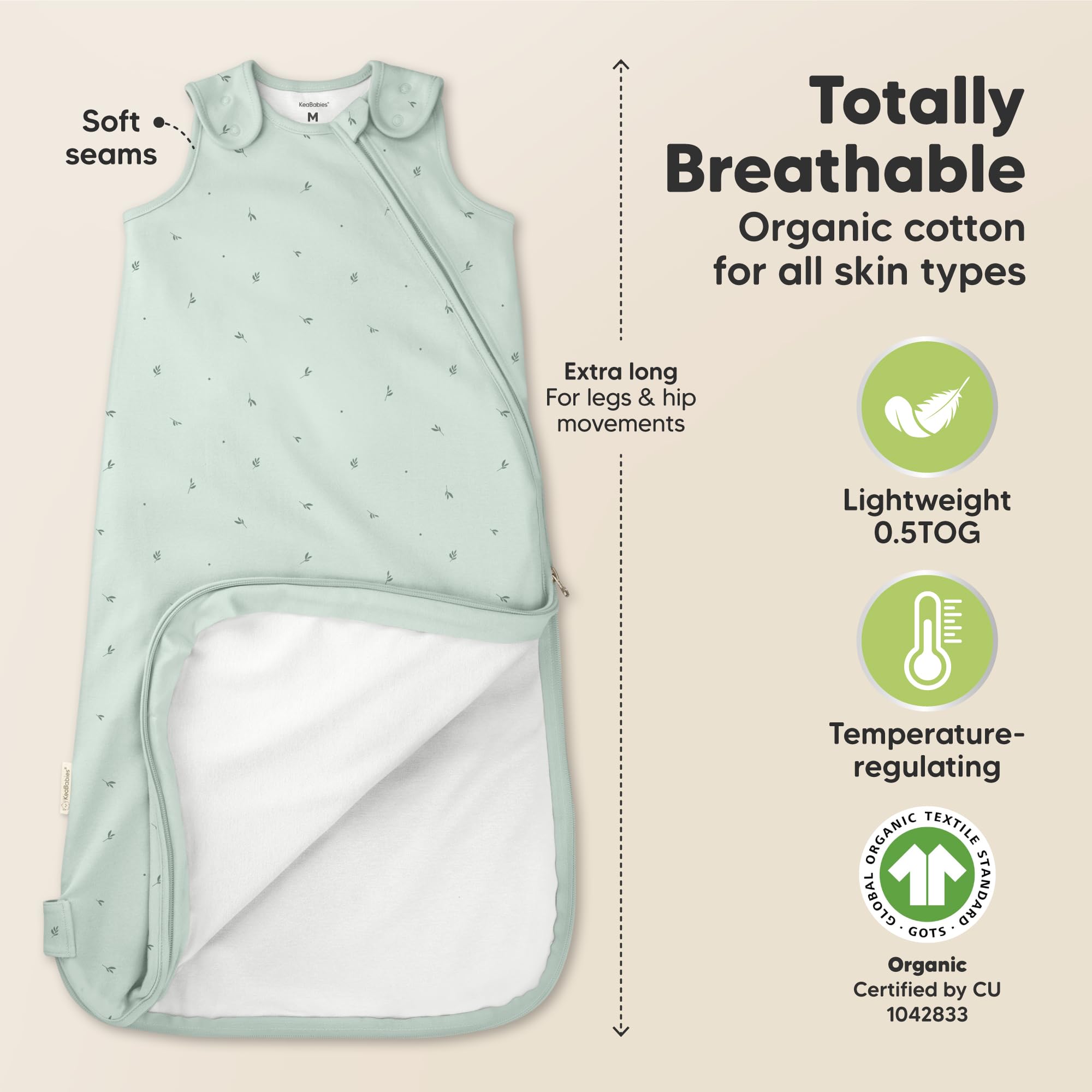 KeaBabies 0-5tog sleep sack provides year-round comfort