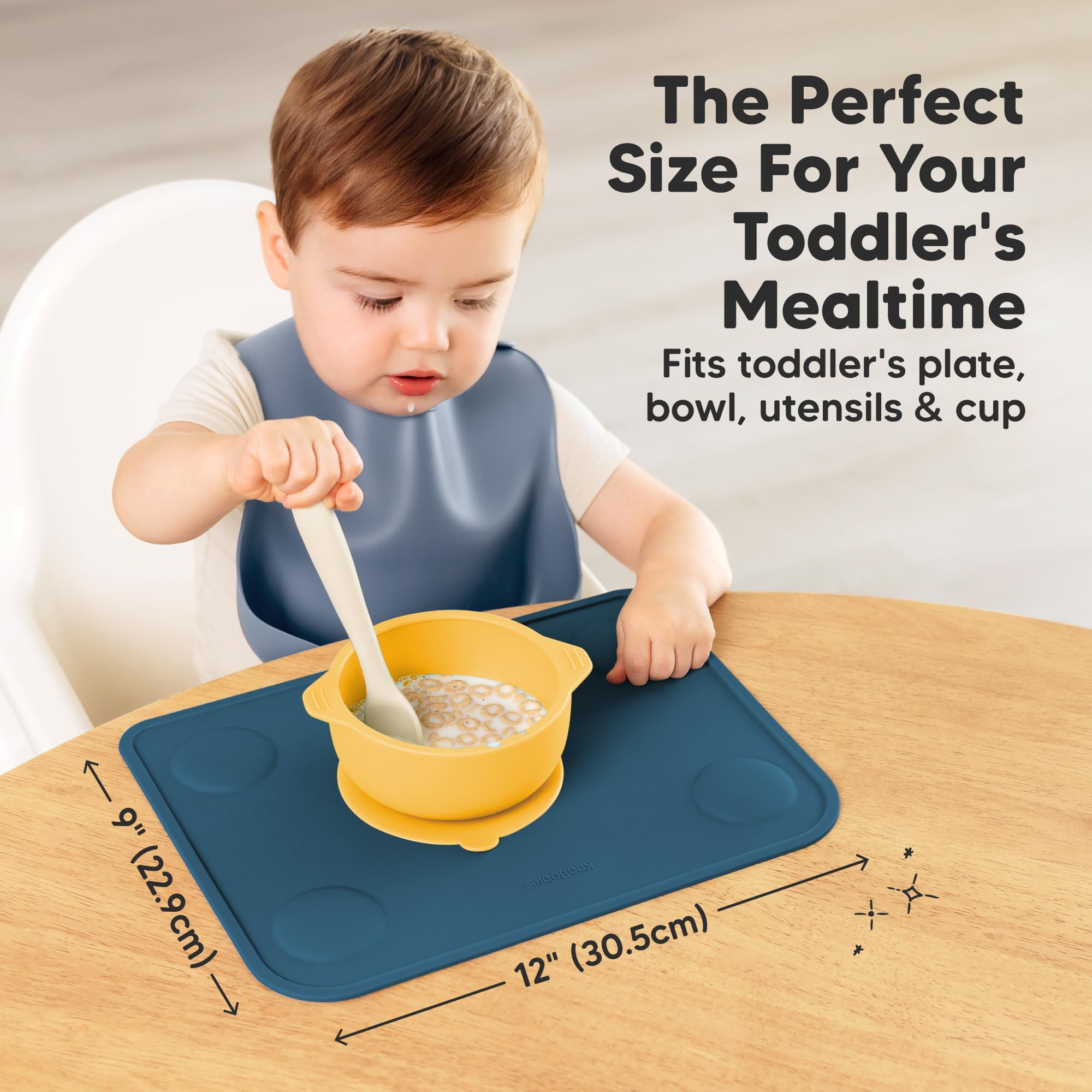 KeaBabies 12x9 placemats fit on most high chairs and tables