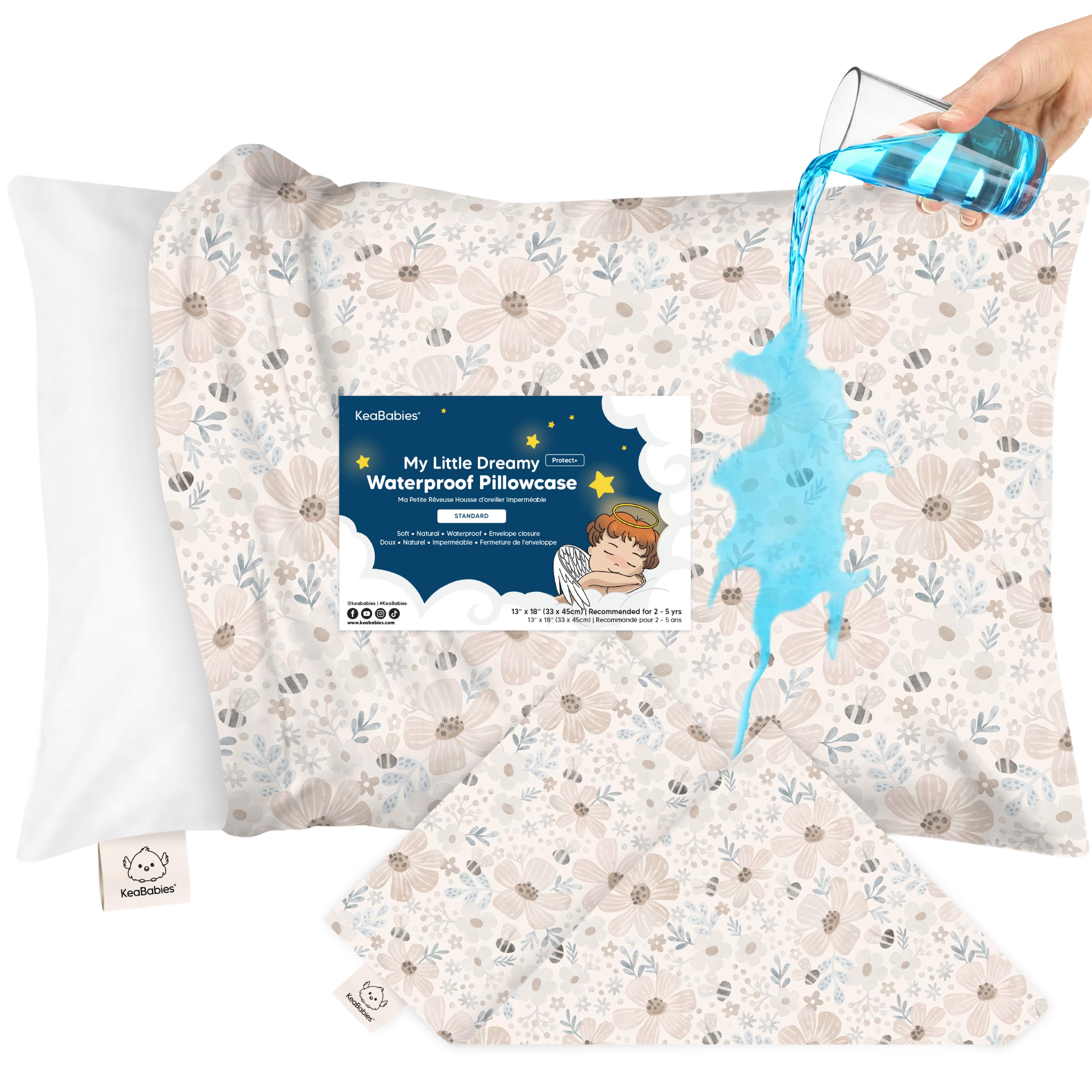 KeaBabies 13x18 waterproof toddler pillowcase protects against moisture.