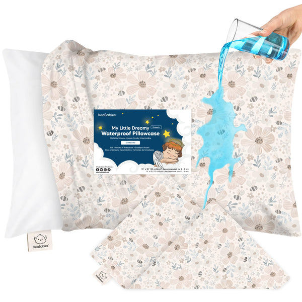 KeaBabies 13x18 waterproof toddler pillowcase protects against moisture.