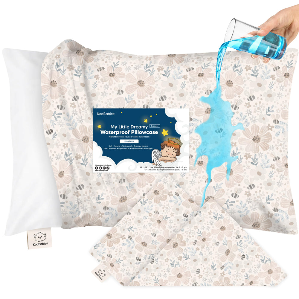 KeaBabies 13x18 waterproof toddler pillowcase protects against moisture.