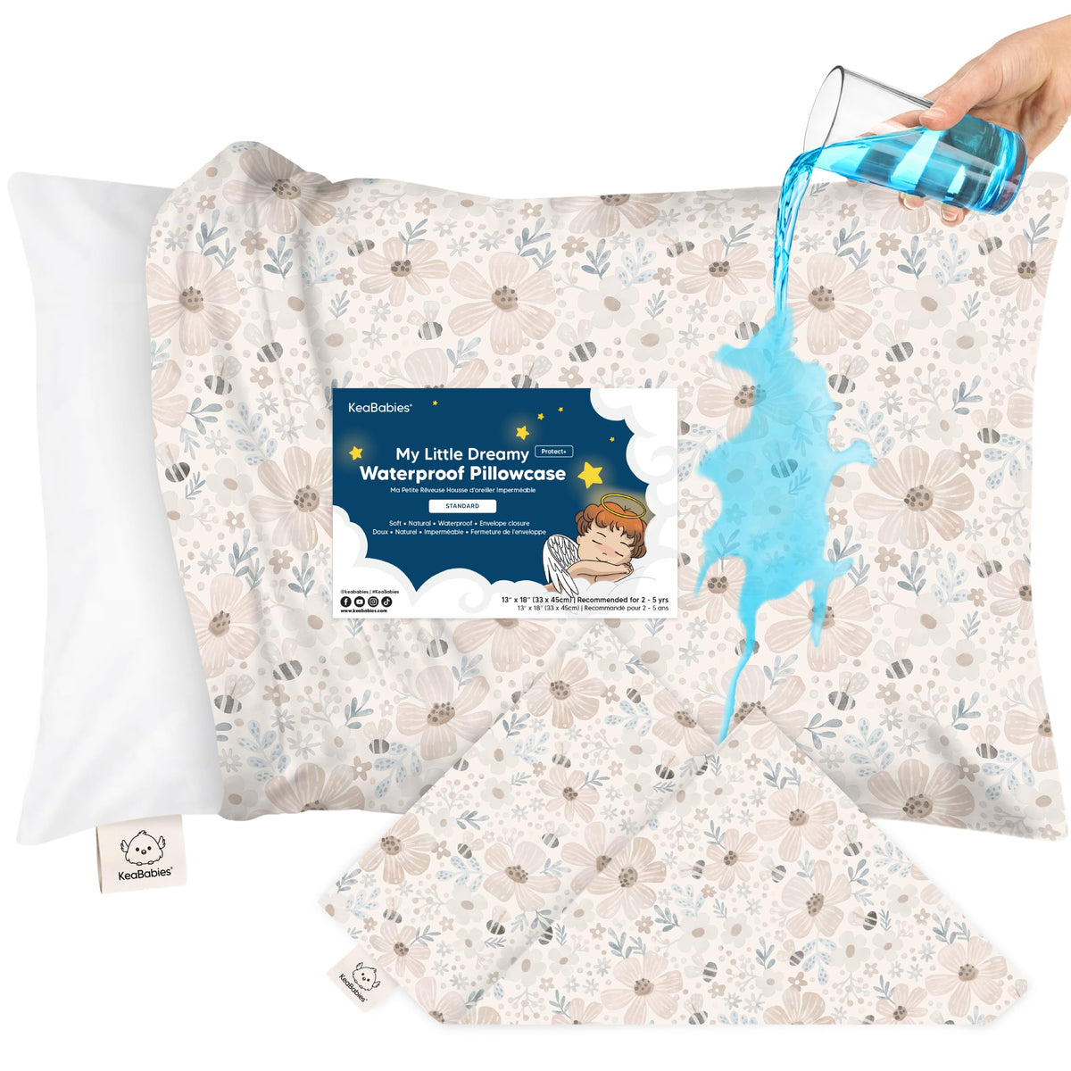 KeaBabies 13x18 waterproof toddler pillowcase protects against moisture.