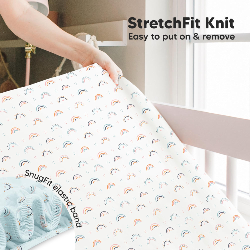 KeaBabies Isla two-pack sheets provide convenient nursery rotation.