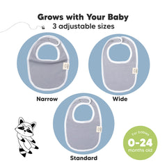 KeaBabies bibs with 2 nickel-free snaps adjust for growing necklines.