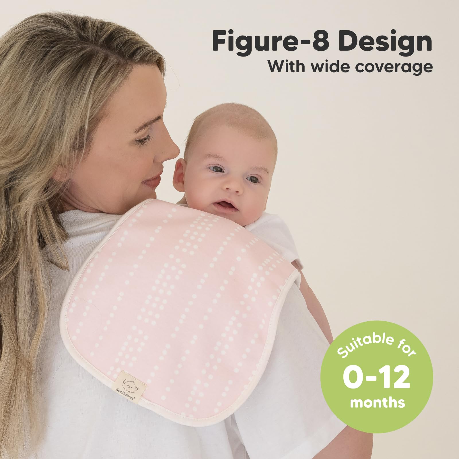 KeaBabies 21x10 inch burp cloth offers wide coverage for baby and caregiver.