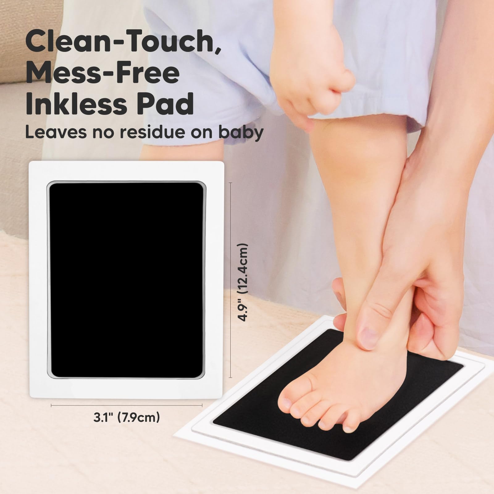 KeaBabies baby hand imprint on art card using clean touch ink pad