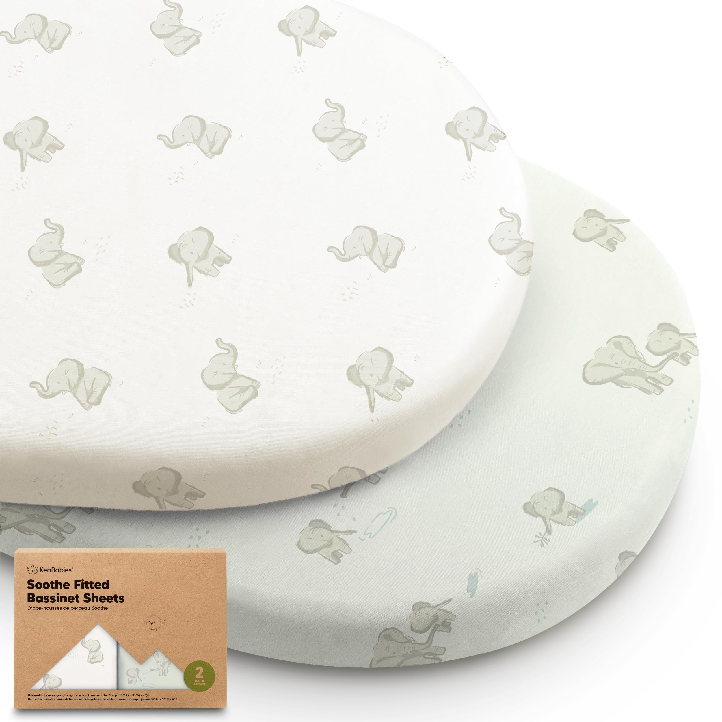 KeaBabies 2-pack bassinet sheets Elly fit universal pads for secure sleep.