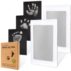 KeaBabies 2-pack inkless hands and feet kit in silver for mess-free newborn keepsakes.