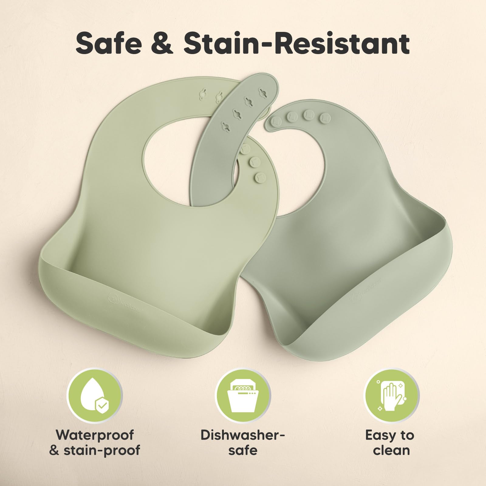 KeaBabies 2-pack silicone bibs for versatile feeding set