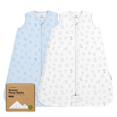KeaBabies 2-pack sleep sack ABC Land Sky closeup shows soft organic cotton