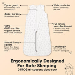 KeaBabies 2-pack sleep sack ABC Land Sky on baby demonstrates cozy fit
