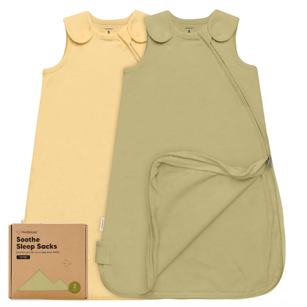 KeaBabies 2-pack sleep sacks avocado, front view, ergonomic safety for baby sleep