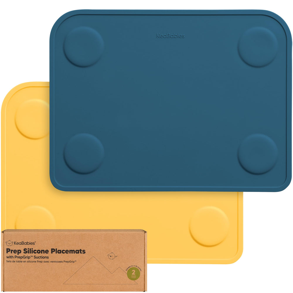 KeaBabies 2pk placemats with secure suction for toddlers on table surfaces