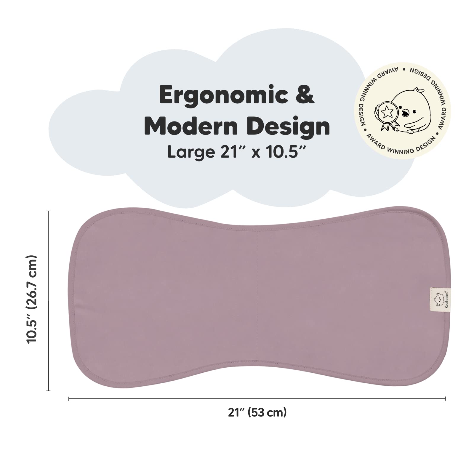 KeaBabies 3-layer burp cloth with fleece inner layer for extra absorption.