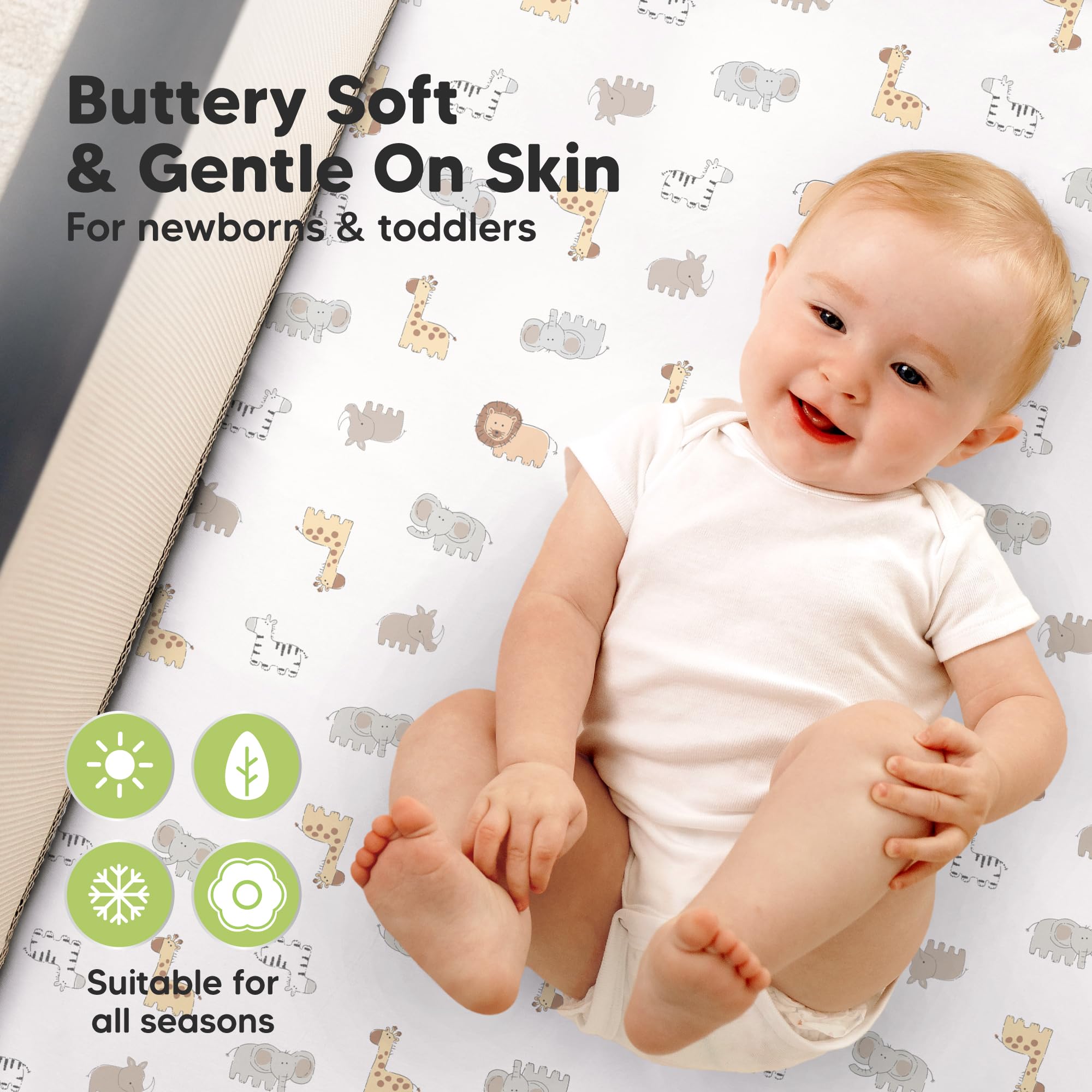 KeaBabies 38x26 fit for Graco playards ensuring snug mattress coverage