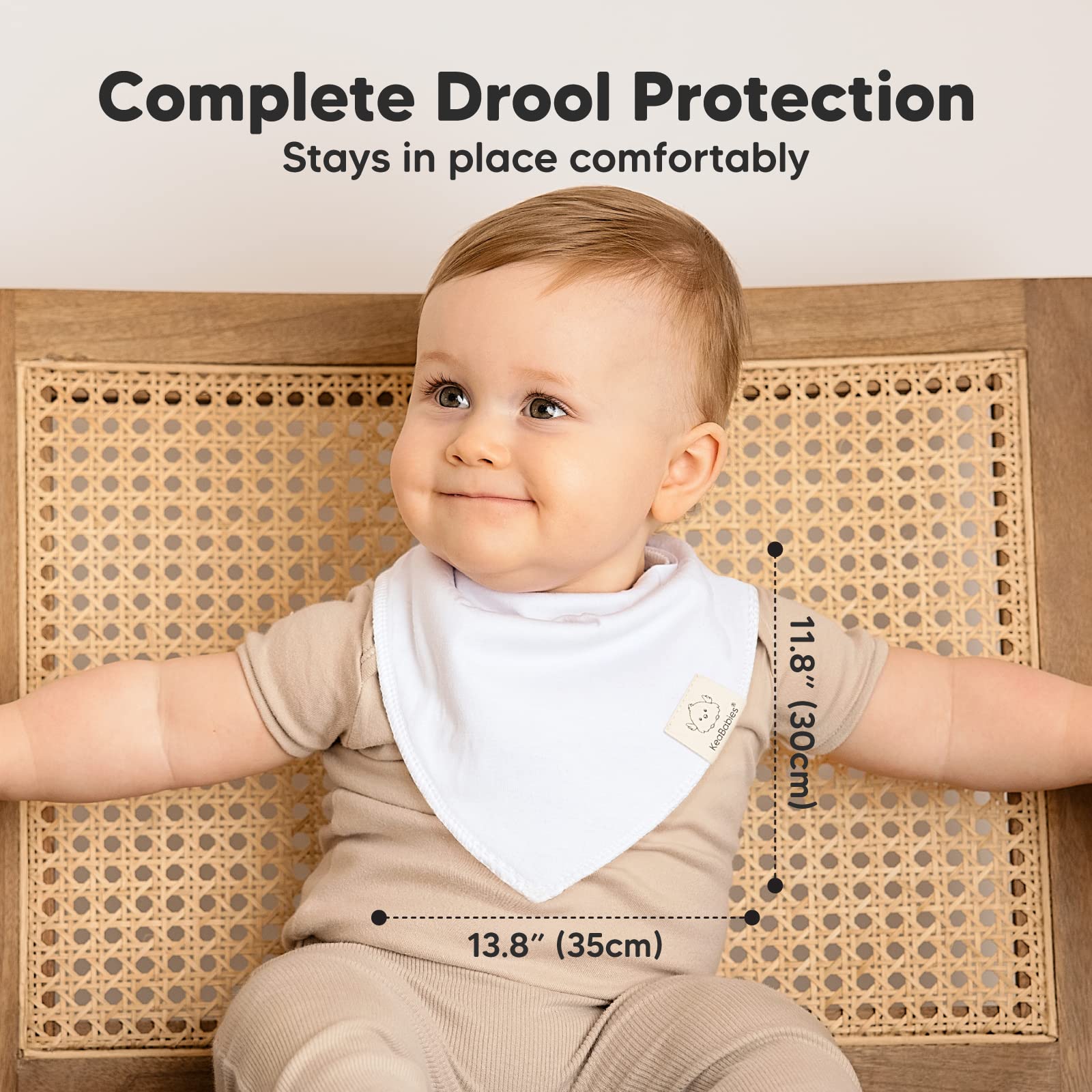 KeaBabies three-stage adjustable snaps grow with your baby from newborn to 36 months.