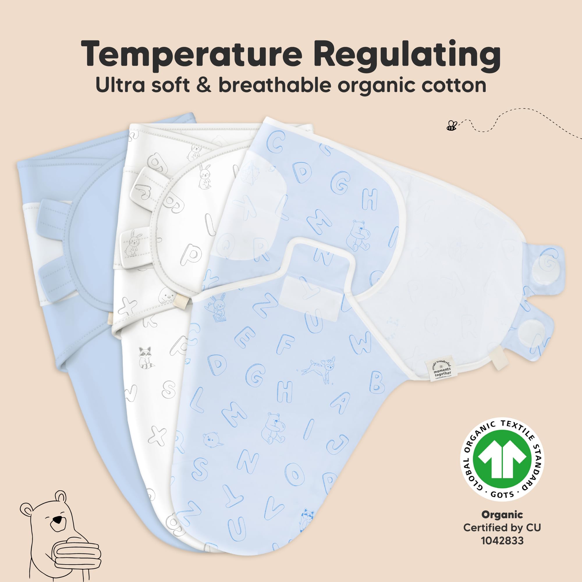KeaBabies Four-step swaddling design simplifies cozy wrapping
