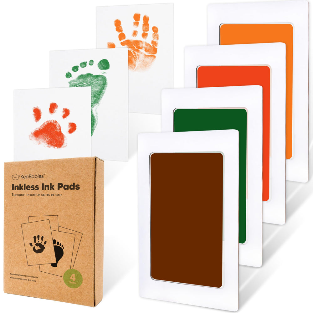 KeaBabies 4-pack inkless kit for hand and foot prints, easy newborn keepsake.
