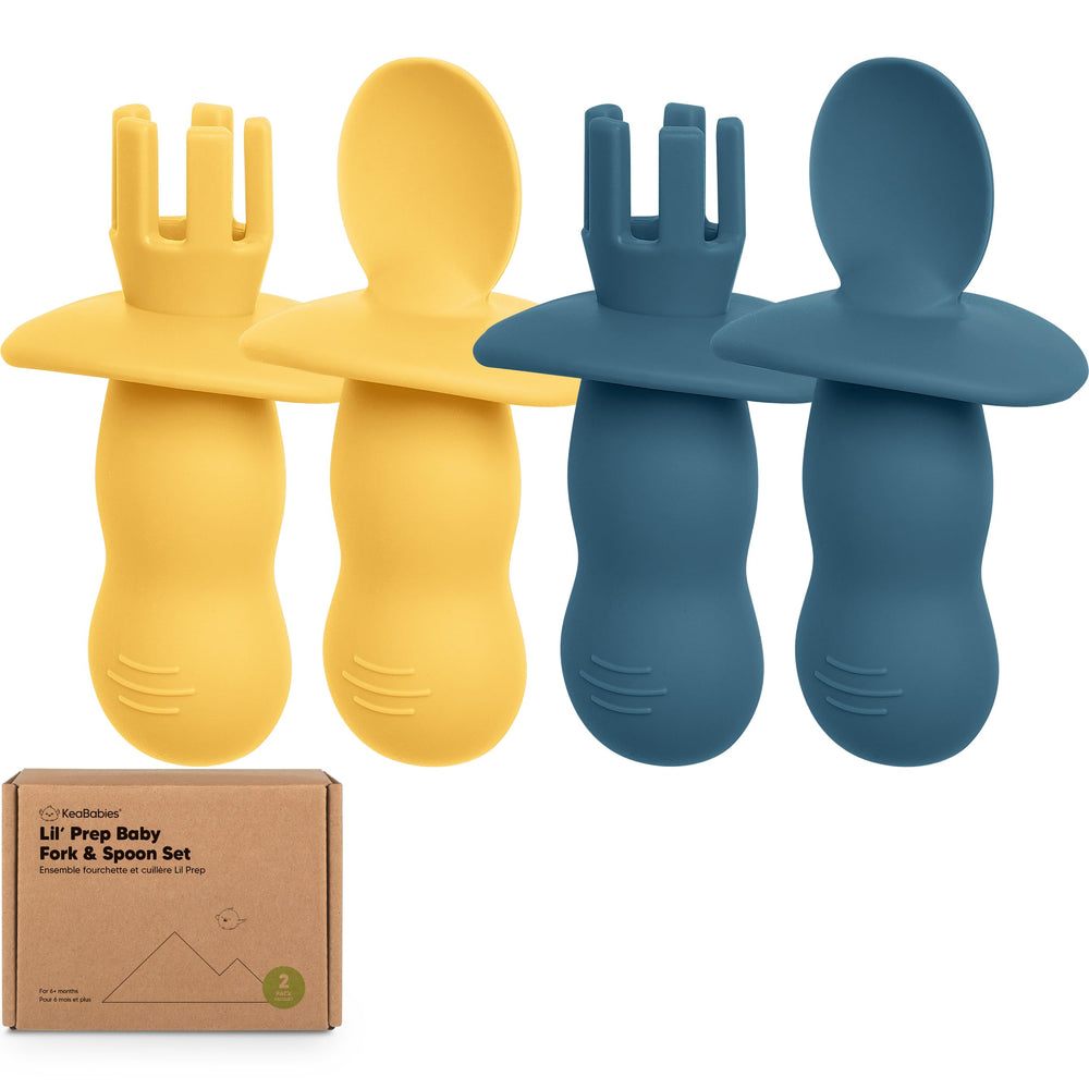 KeaBabies 4-pack silicone spoons and forks for babies with ergonomic grip