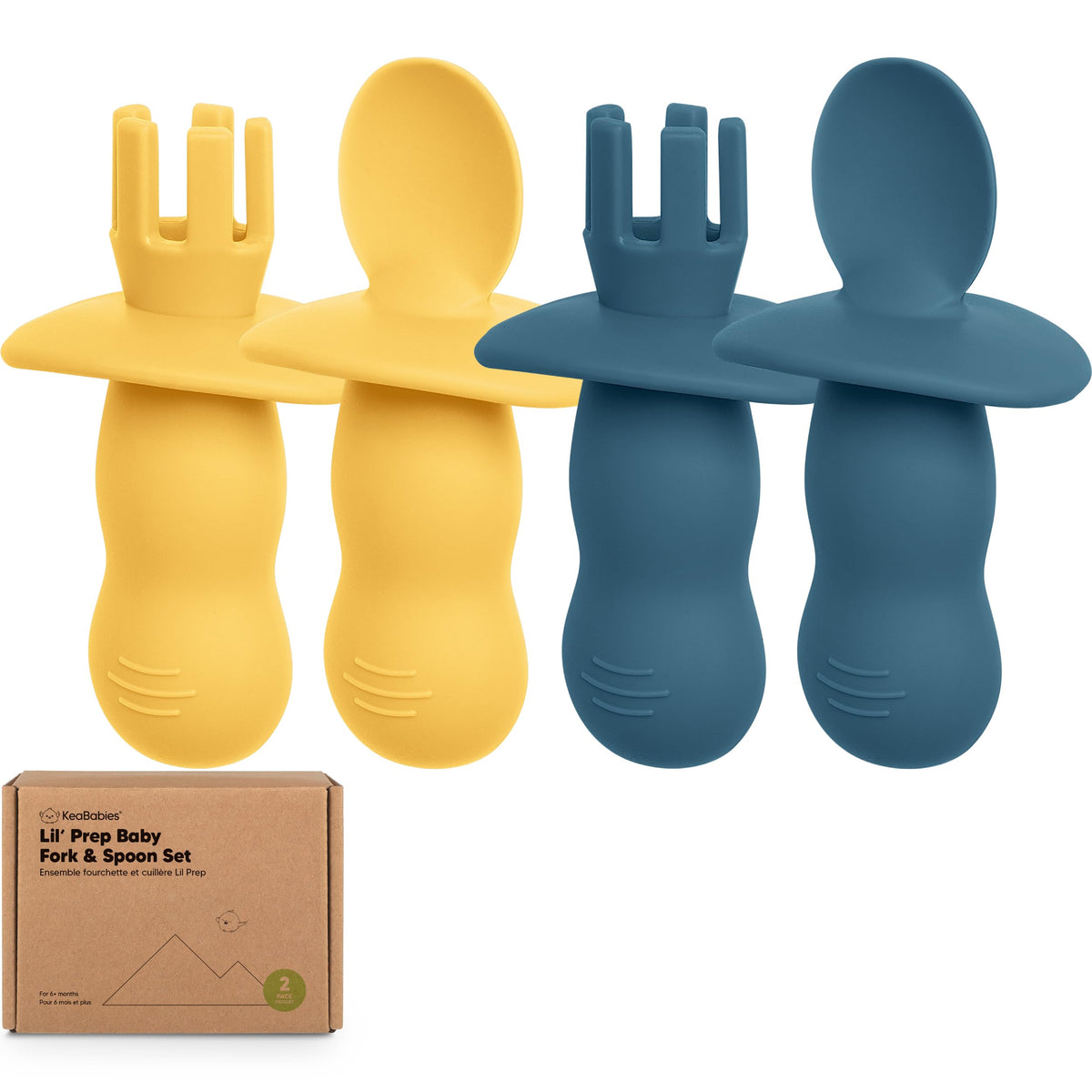 KeaBabies 4-pack silicone spoons and forks for babies with ergonomic grip