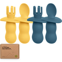 KeaBabies 4-pack silicone spoons and forks for babies with ergonomic grip