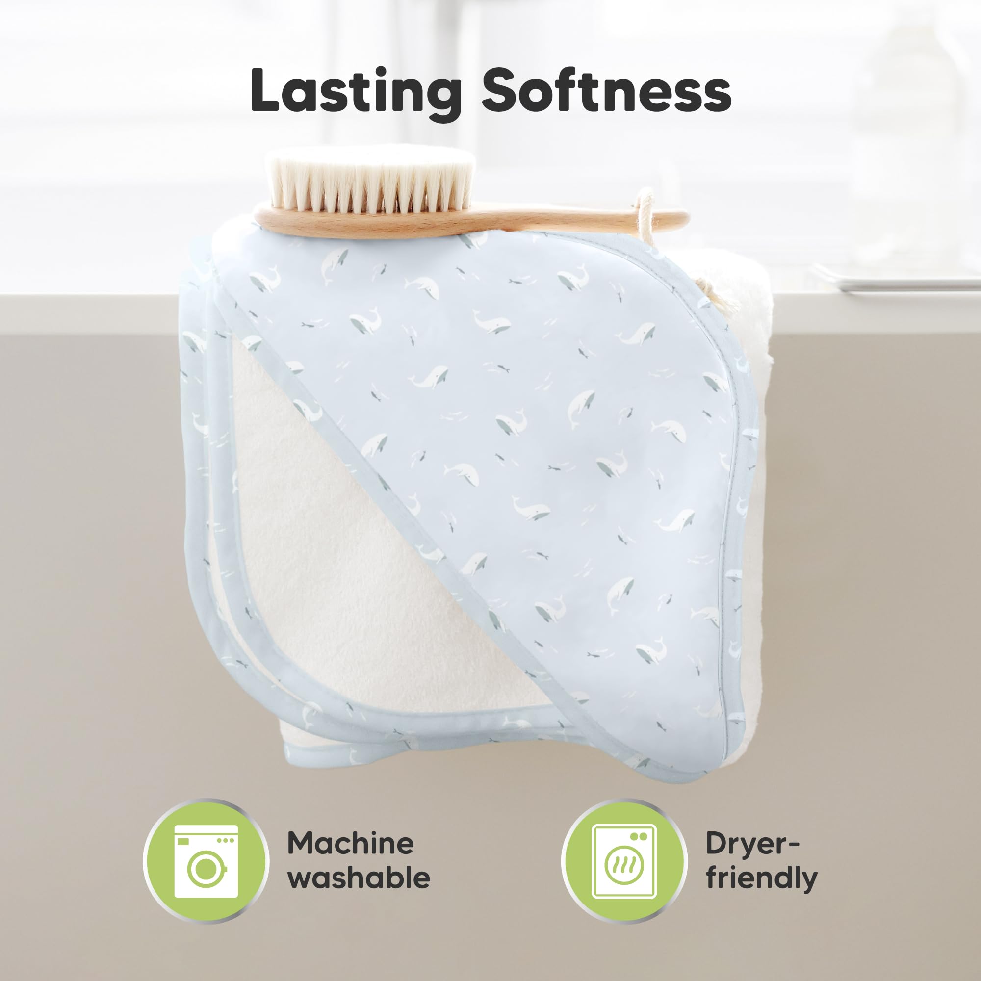 KeaBabies 500gsm towel delivers plush warmth during toddler bath time.