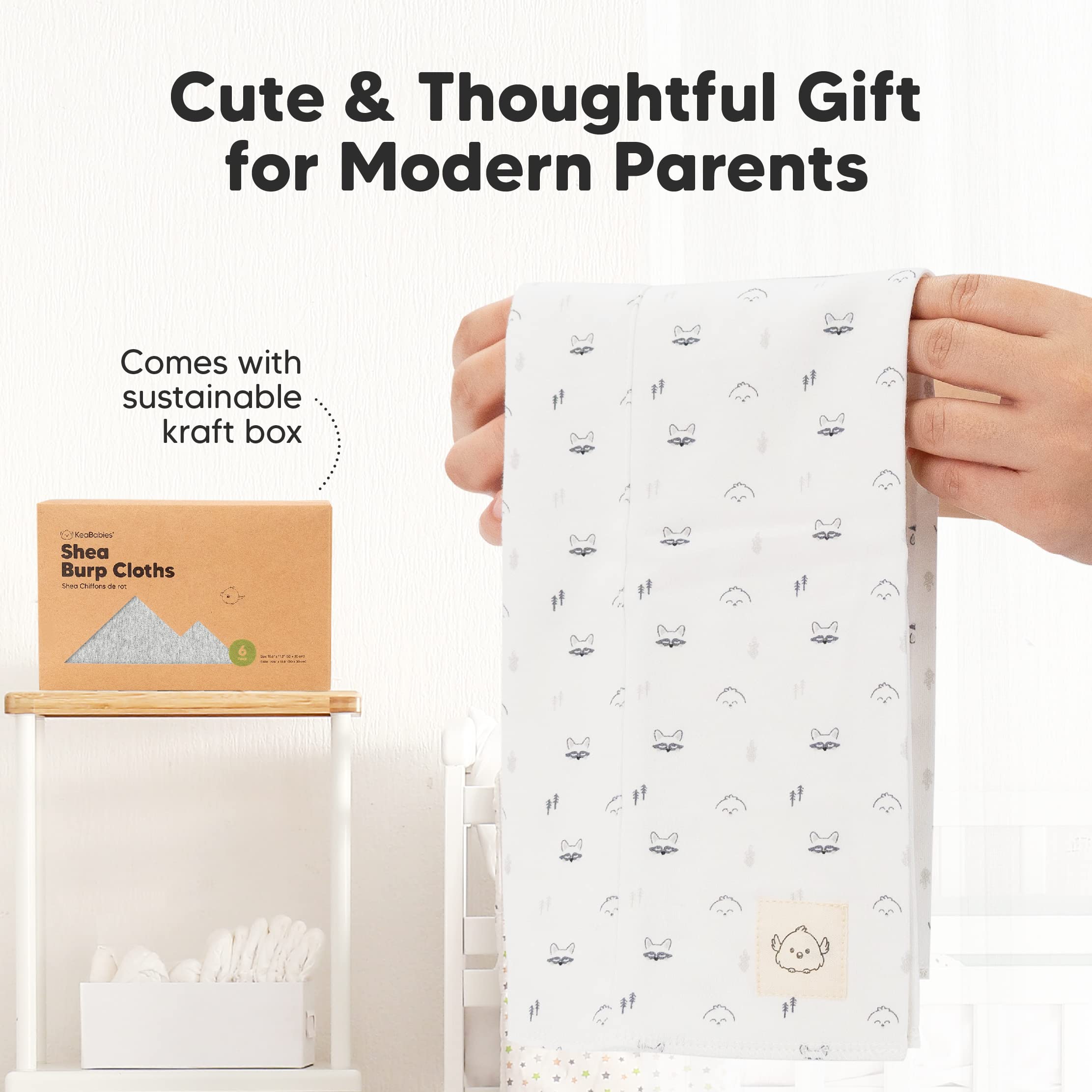 KeaBabies 6-pack burp cloths ideal for everyday use.