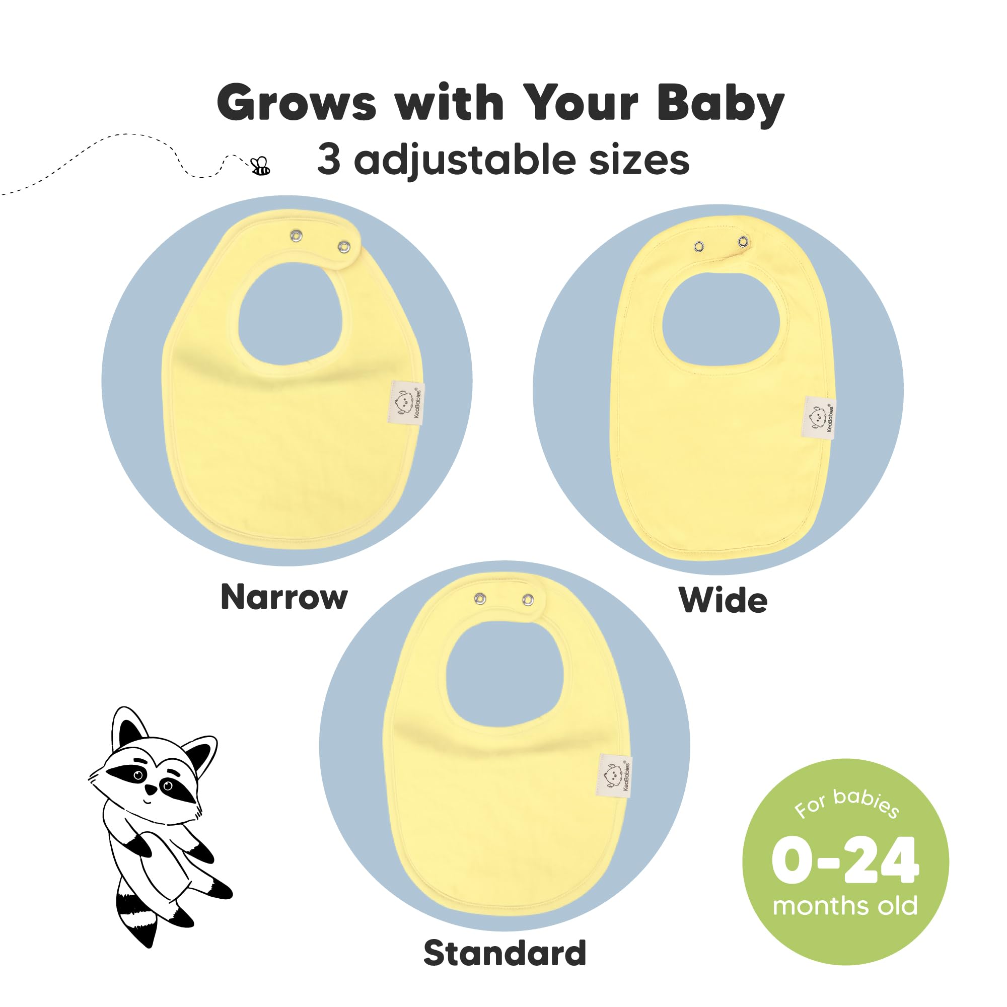 Large full-torso coverage keeps baby outfits protected during meals and messes