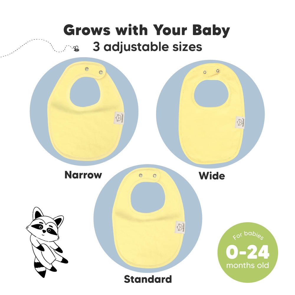 Large full-torso coverage keeps baby outfits protected during meals and messes