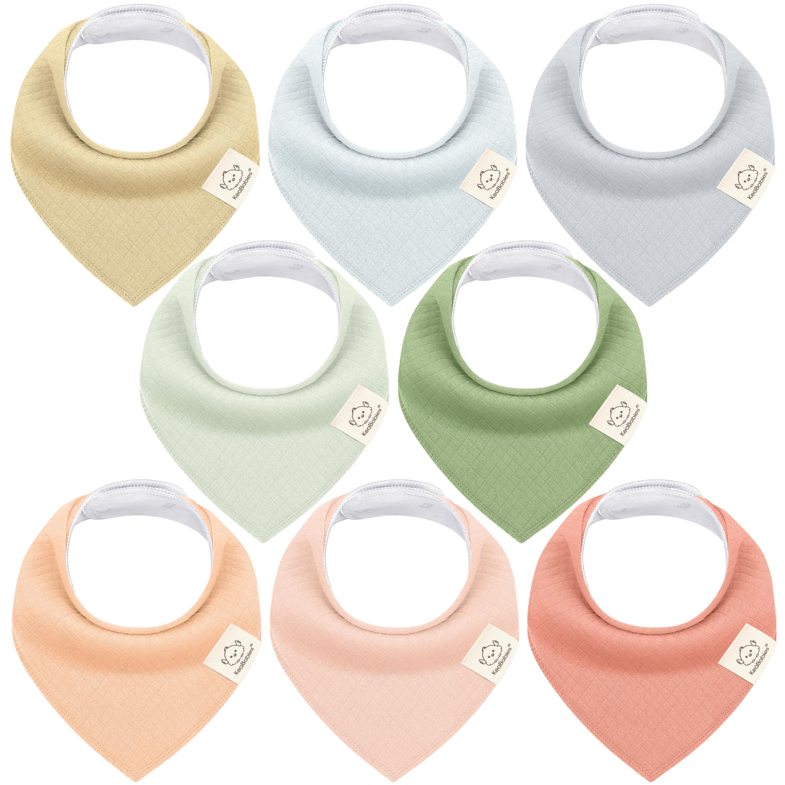 KeaBabies 8-pack bandana bibs with Dew Quin pack offering versatile styling for babies.