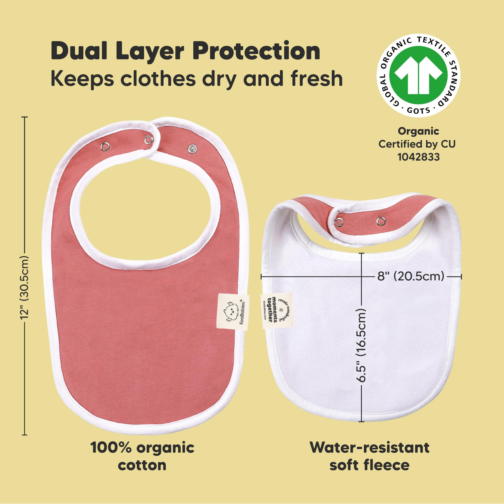 KeaBabies full-torso coverage bibs keep messes contained during feeding and teething.